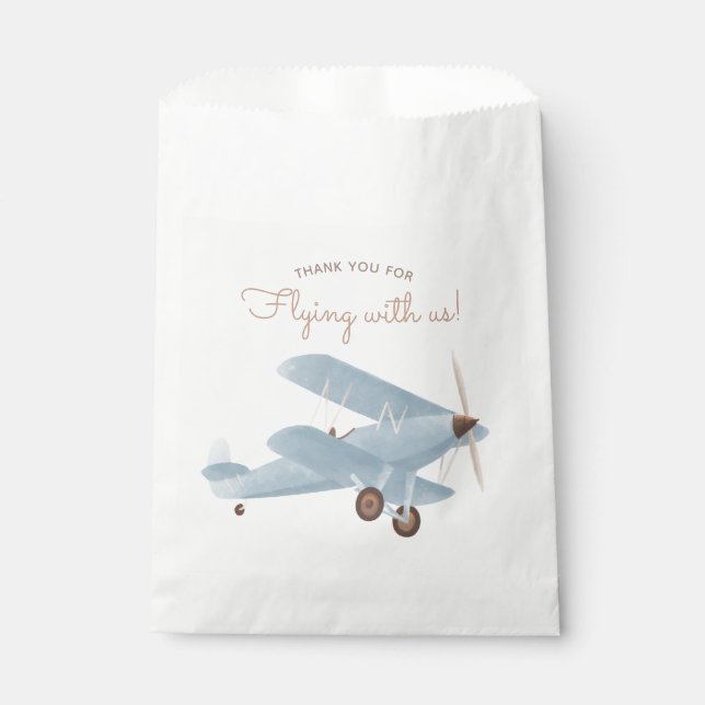 Vintage Travel Aeroplane Birthday Party Favour Bags (Front)