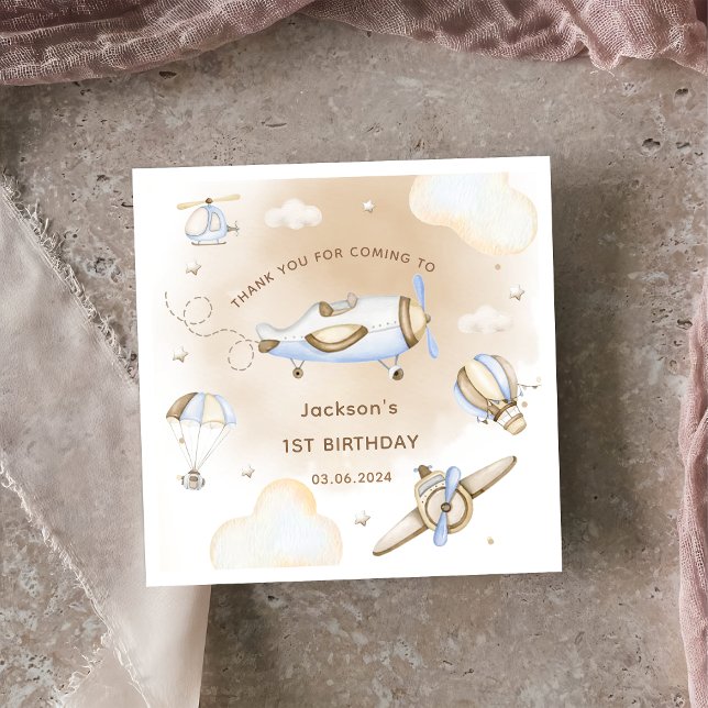 Vintage Travel Aeroplane Birthday Party  Napkin (Creator Uploaded)
