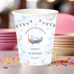 Vintage Travel Aeroplane Birthday Party Paper Cups