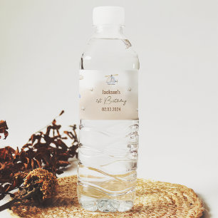 Vintage Travel Aeroplane Birthday Party Water Bott Water Bottle Label