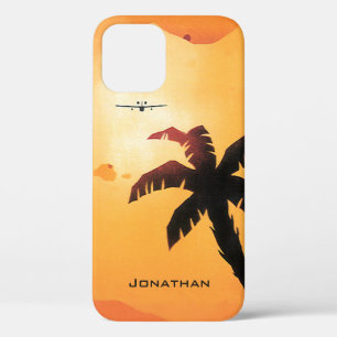 Vintage Travel, Aeroplane Over Hawaiian Islands iPhone 12 Case
