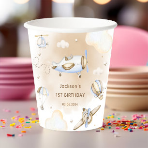 Vintage Travel Airplane Birthday Party  Paper Cups