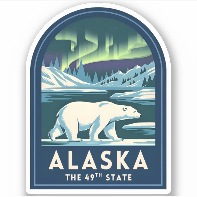 Vintage Travel Alaska Northern Lights Polar Bear (Front)