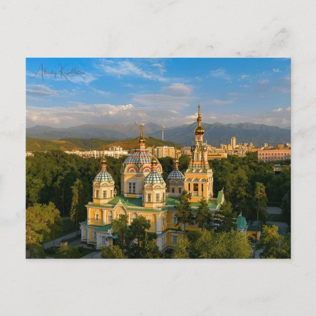 vintage travel Almaty Kazakhstan city vacation Postcard (Front)
