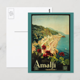 Vintage Travel, Amalfi Italian Coast Beach Postcard