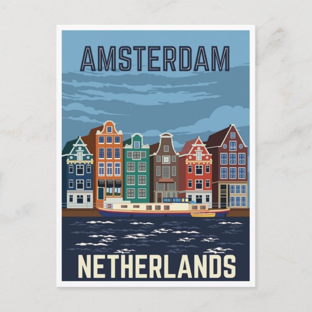 Vintage travel amsterdam Holland netherlands retro Postcard (Front)