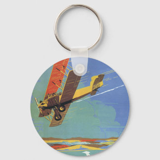 Vintage Travel and Transportation Antique Biplane Key Ring
