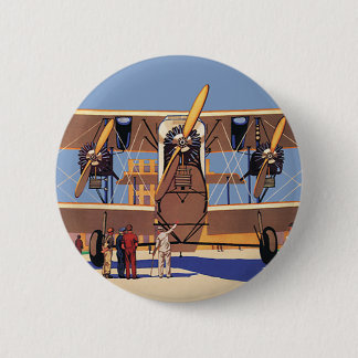 Vintage Travel and Transportation Biplane Aeroplan 6 Cm Round Badge