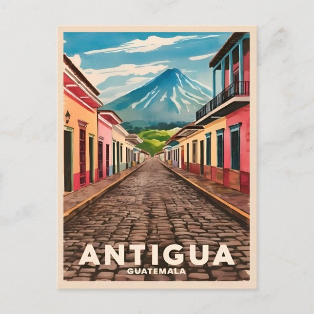 Vintage Travel Antigua Guatemala Retro Scenic Postcard (Front)