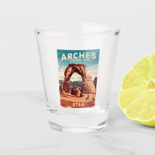 Vintage Travel Arches National Park Utah Retro Shot Glass