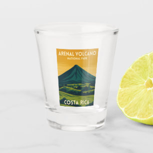 Vintage Travel Arenal Volcano Costa Rica Landscape Shot Glass