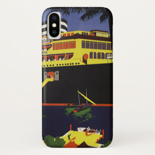 Vintage Travel, Art Deco Cruise Ship in Port Case-Mate iPhone Case