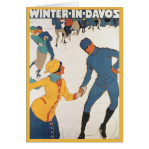 Vintage Travel, Art Deco, Winter Davos Switzerland