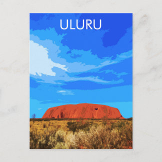Vintage Travel Art Uluru Australia Postcard