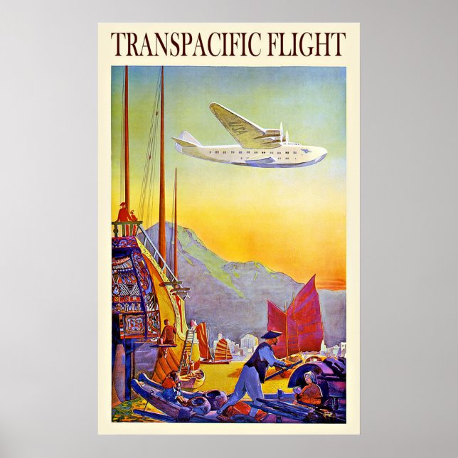 Vintage Travel Asia Far East By Aeroplane Poster (Front)