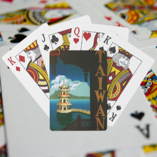 Vintage Travel Asia, Taiwan Pagoda Tiered Tower Playing Cards