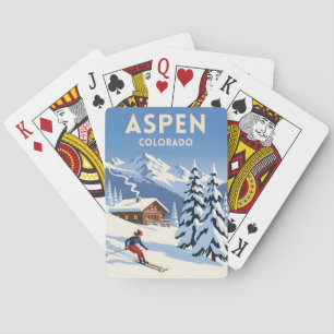 Vintage Travel Aspen Colorado Winter Skiing Retro Playing Cards