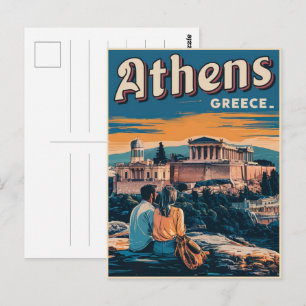 vintage Travel Athens capital of Greece gifts coup Postcard