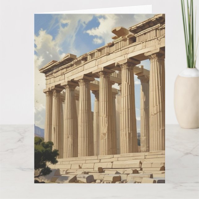 Vintage Travel Athens Greece Parthenon Temple Card (Front)