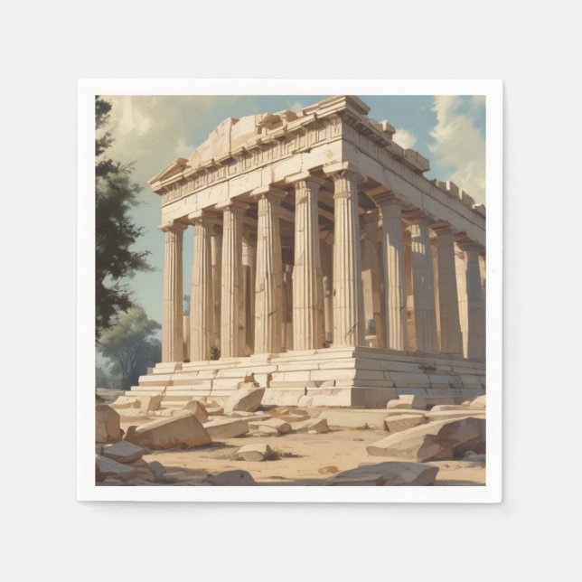 Vintage Travel Athens Greece Parthenon Temple Napkin (Front)