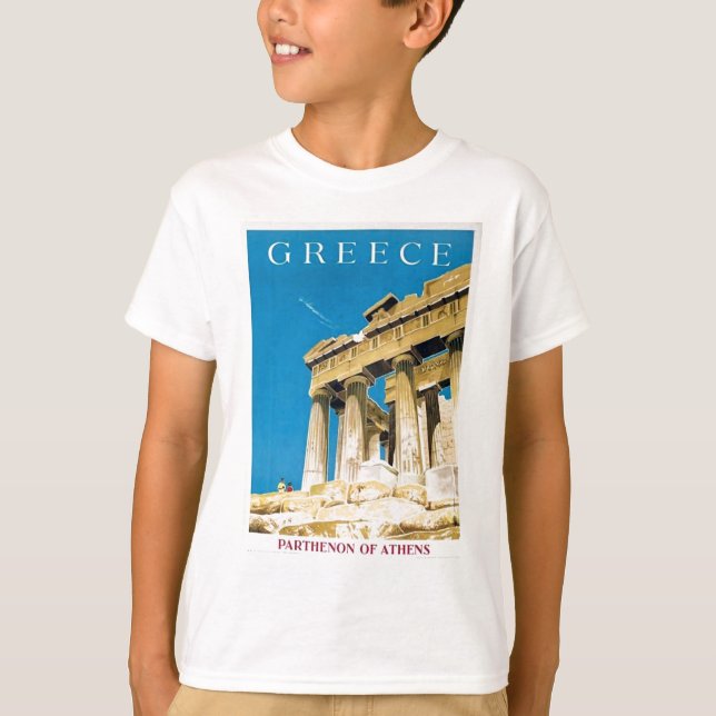 Vintage Travel Athens Greece Parthenon Temple T-Shirt (Front)