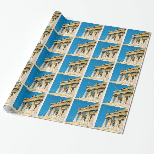 Vintage Travel Athens Greece Parthenon Temple Wrapping Paper (Unrolled)