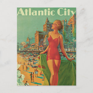 Vintage Travel, Atlantic City Resort Beach Blonde Postcard