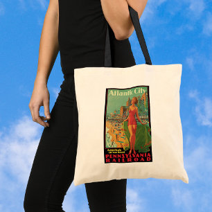 Vintage Travel, Atlantic City Resort Beach Blonde Tote Bag