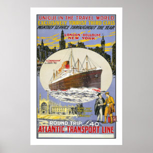 Vintage travel,Atlantic Transport Line Poster