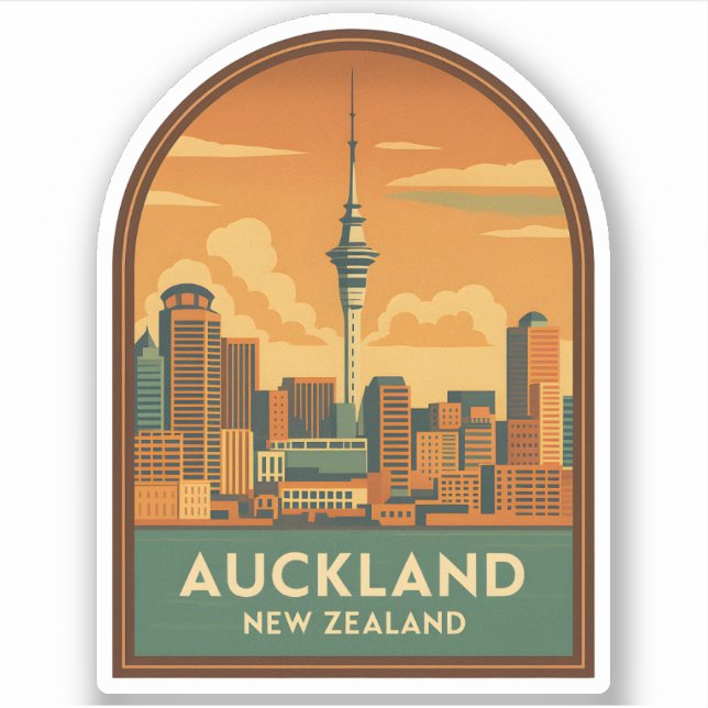 Vintage Travel Auckland New Zealand City Retro (Front)