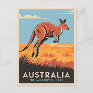 Vintage Travel Australia Kangaroo Outback Nature Postcard
