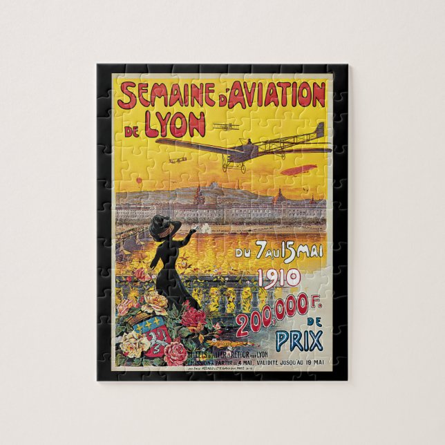 Vintage Travel, Aviation Aeroplanes, Lyon, France Jigsaw Puzzle (Vertical)