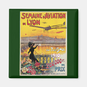 Vintage Travel, Aviation Aeroplanes, Lyon, France Magnet
