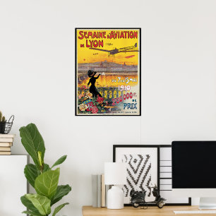 Vintage Travel, Aviation Aeroplanes, Lyon, France Poster