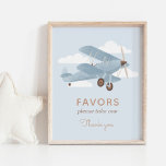 Vintage Travel Baby Shower Favors Sign<br><div class="desc">Invite your guests to take a favor with this sign,  featuring vintage biplane illustration,  perfect for a travel-themed event.</div>
