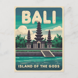 Vintage Travel Bali Indonesia Retro Graphic Postcard