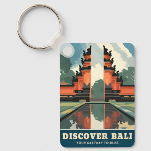 Vintage Travel Bali Indonesia Temple Gate Retro  Key Ring