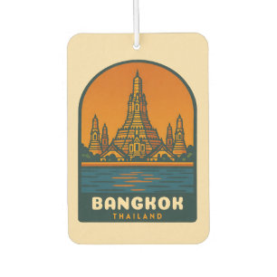 Vintage Travel Bangkok Thailand Retro Graphic Car Air Freshener