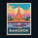 Vintage Travel Bangkok Thailand Sunset Temple Postcard<br><div class="desc">Experience the timeless allure of Thailand's capital with this captivating retro travel-themed design. Infused with nostalgic vibes and vintage charm,  this piece captures the essence of Bangkok in a retro minimalist style that combines mid-century aesthetics with a modern twist.</div>