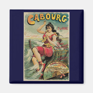 Vintage Travel, Beach Resort, Cabourg France Magnet