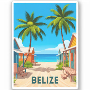 Vintage Travel Belise Beach Seaside Caribbean