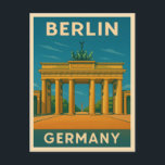 Vintage Travel Berlin Germany Brandenburg Gate Postcard<br><div class="desc">Celebrate the bold spirit of Berlin with this vintage travel-inspired postcard featuring the iconic Brandenburg Gate. With classic retro tones and bold,  nostalgic style,  this piece is perfect for world travelers,  history enthusiasts,  and fans of vintage travel aesthetics.</div>