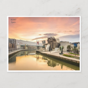 vintage travel Bilbao Spain Guggenheim city Postcard