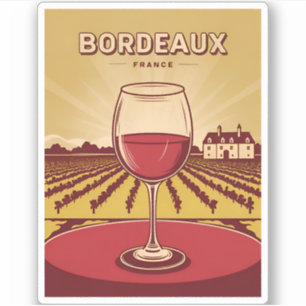 Vintage Travel Bordeaux France Vineyard Landscape