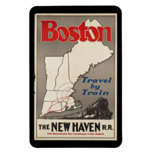 Vintage Travel Boston New Haven Railroad Train Magnet