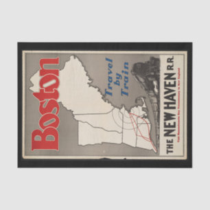 Vintage Travel Boston New Haven Railroad Train Tissue Paper