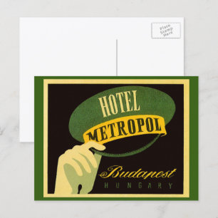 Vintage Travel Budapest Hungary Bellhop Hat Postcard