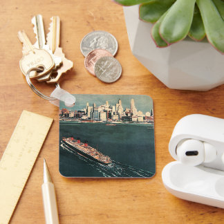 Vintage Travel by Cruise Ship to New York City Key Ring
