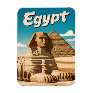 Vintage Travel Cairo Egypt Pyramid Retro Graphic Magnet