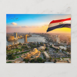 vintage travel Cairo Egypt Pyramids & Sphinx Giza Postcard